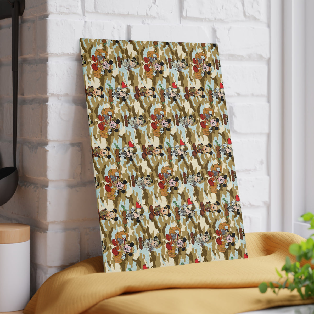 Jungle Camo Mickey Glass Cutting Board