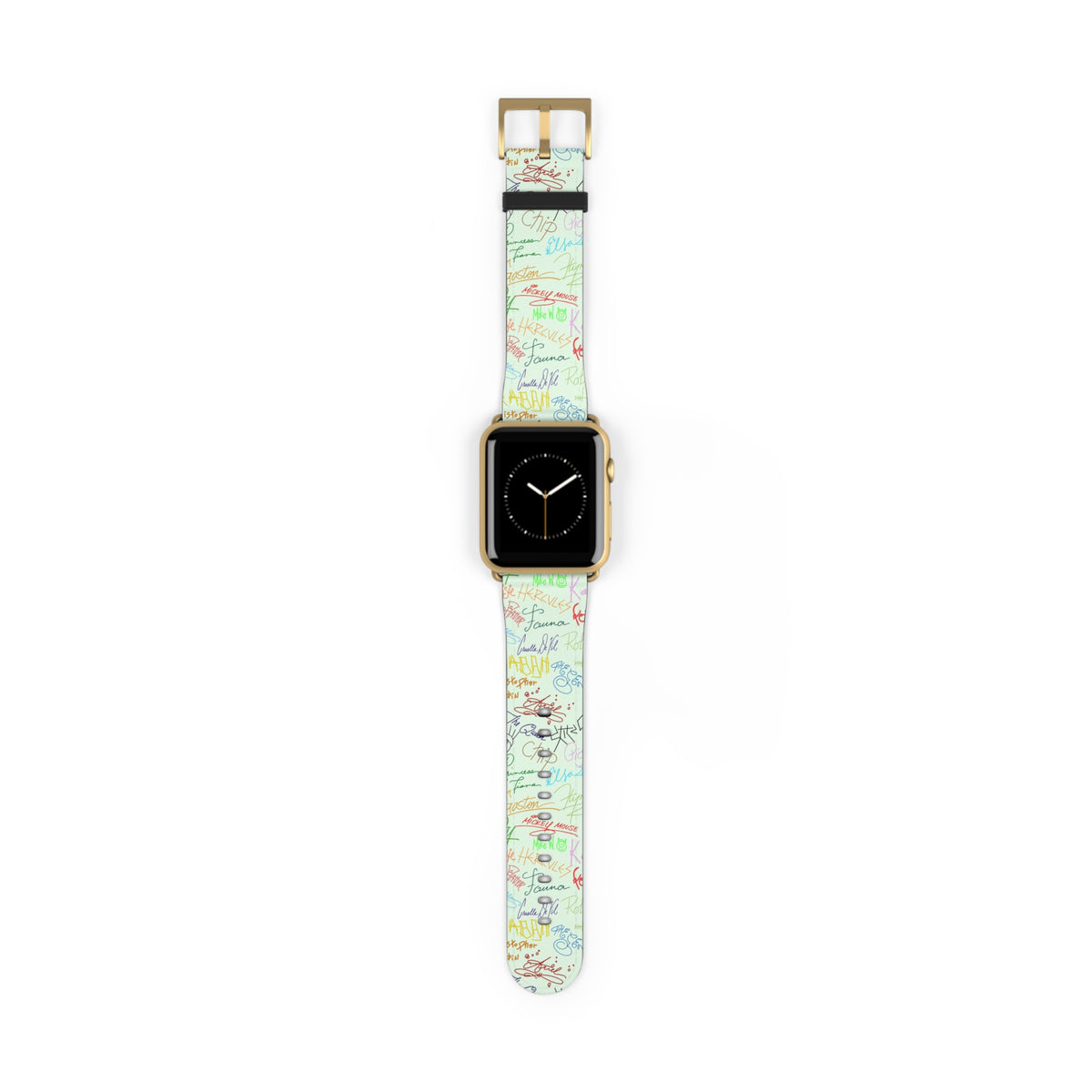 Character Autographs on Green Whimsical Watch Band - Apple