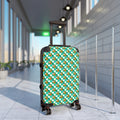Teal Checkerboard Pluto Polycarbonate Suitcase