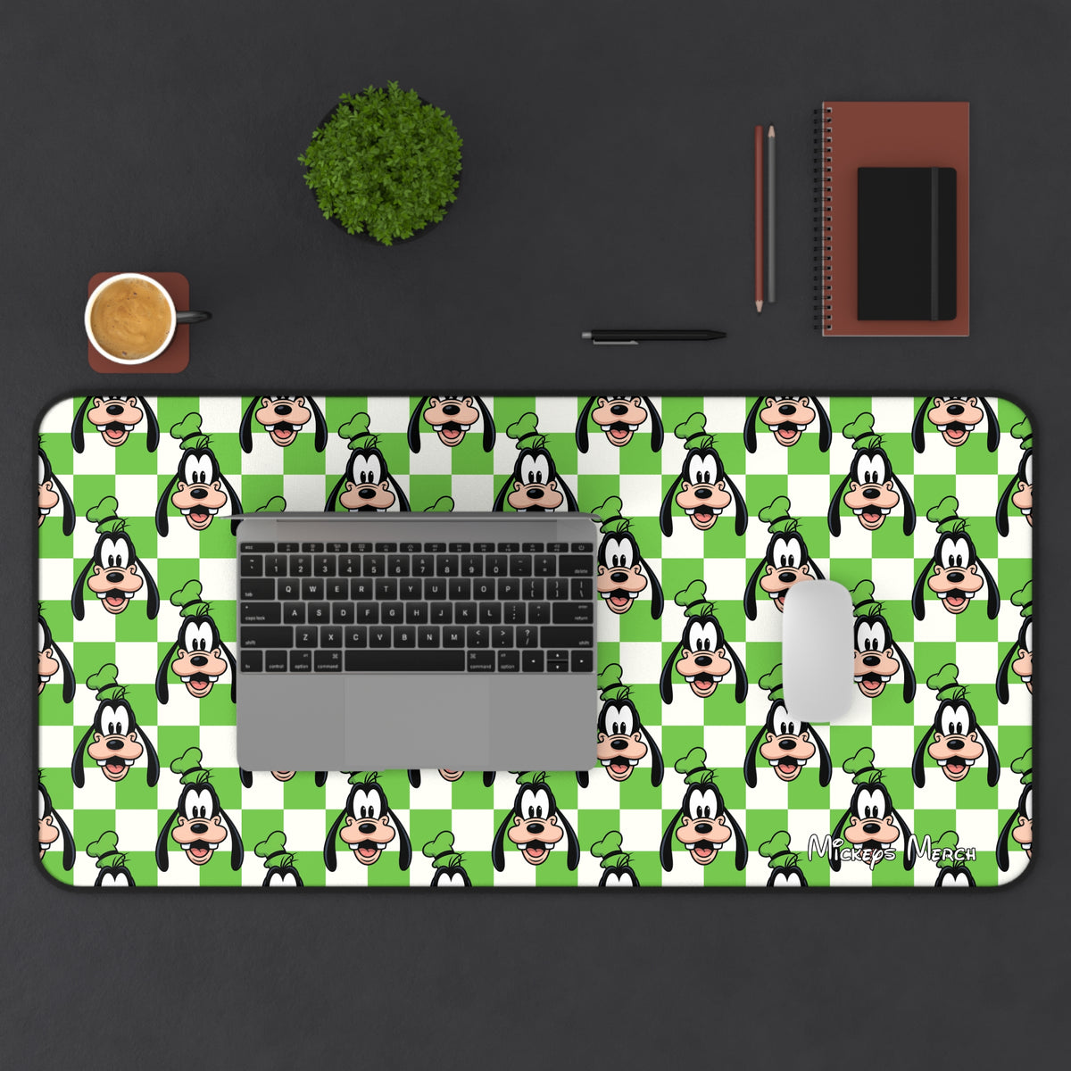 Green Checkerboard Goofy Stateroom Desk Mat