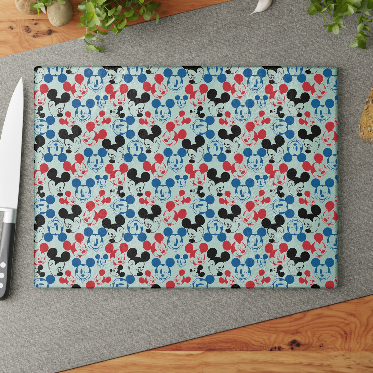 Emoji Mickey Glass Cutting Board