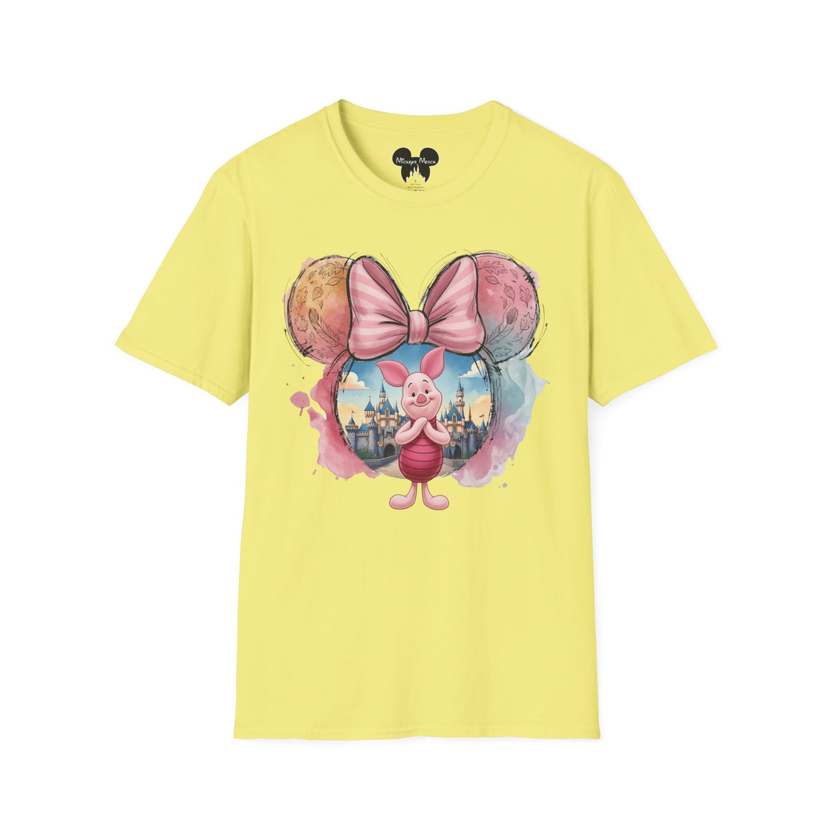 Winnie the Pooh - Piglet's Pink Striped Vignette Unisex Graphic Tee