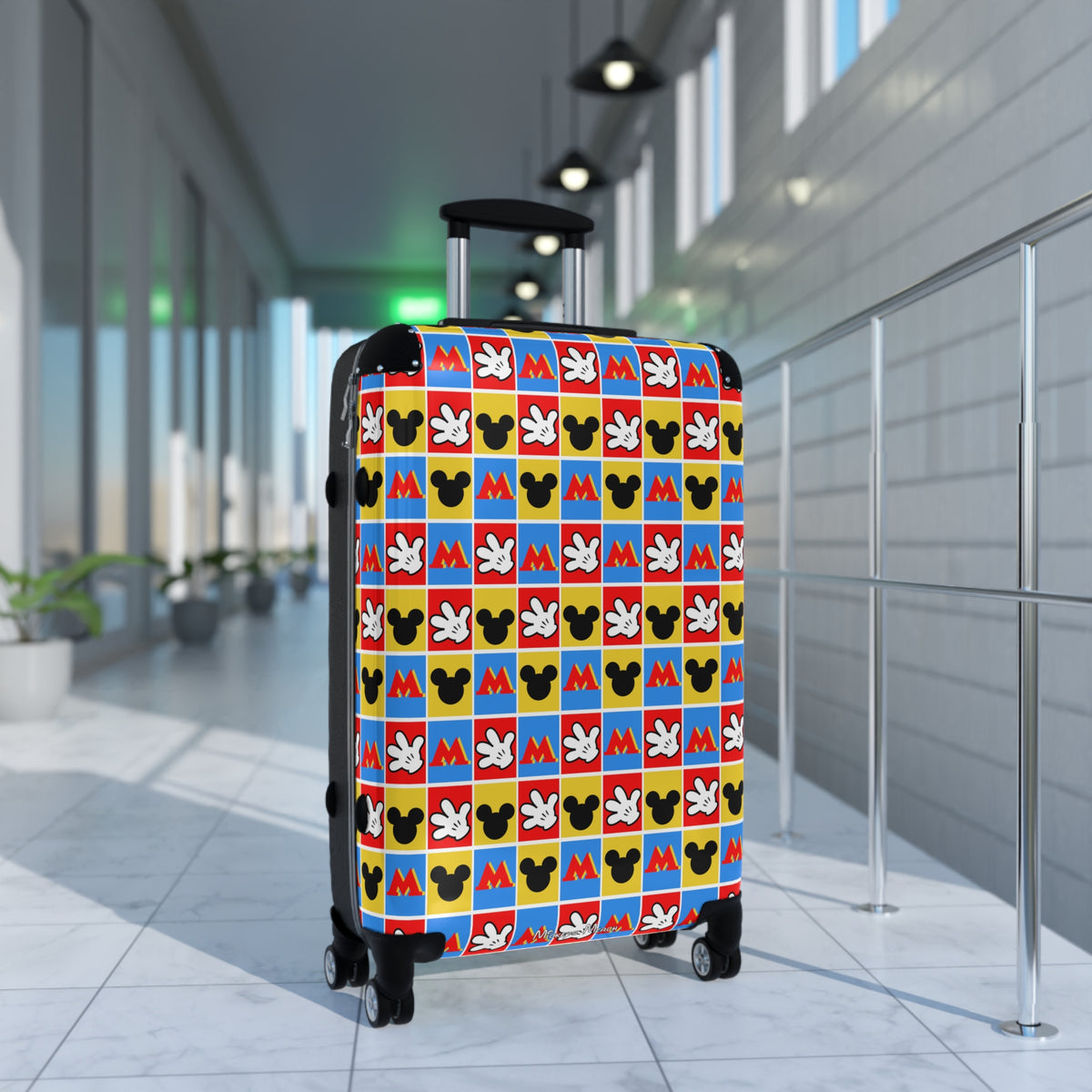 Checkerboard Mickey Hands Polycarbonate Suitcase
