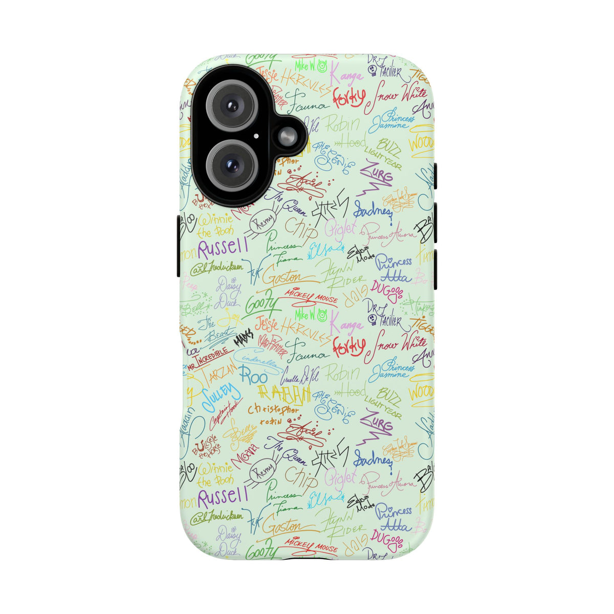 Character Autographs on Green Resort Ready Cell Phone Tech Case