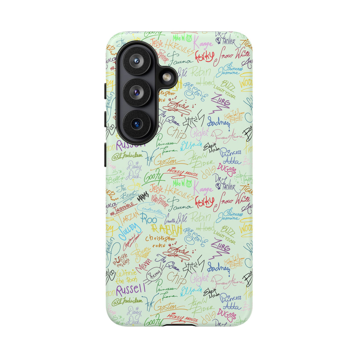 Character Autographs on Green Resort Ready Cell Phone Tech Case
