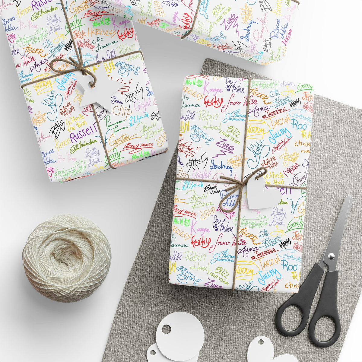 Character Autographs on White Wrapping Paper Roll