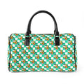 Teal Checkerboard Pluto PU Leather Travel Bag