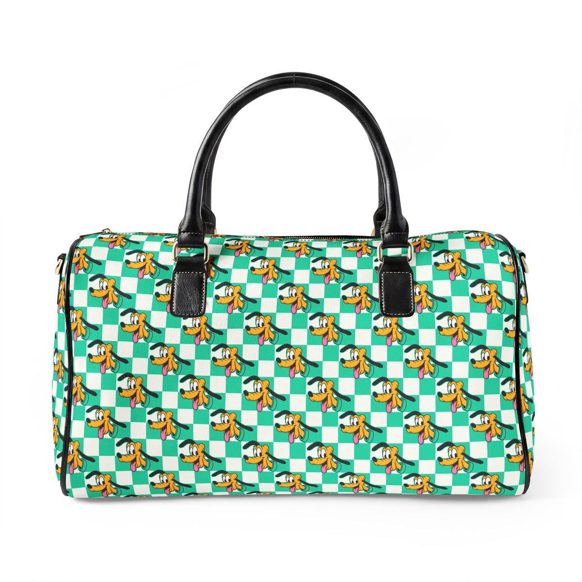 Teal Checkerboard Pluto PU Leather Travel Bag
