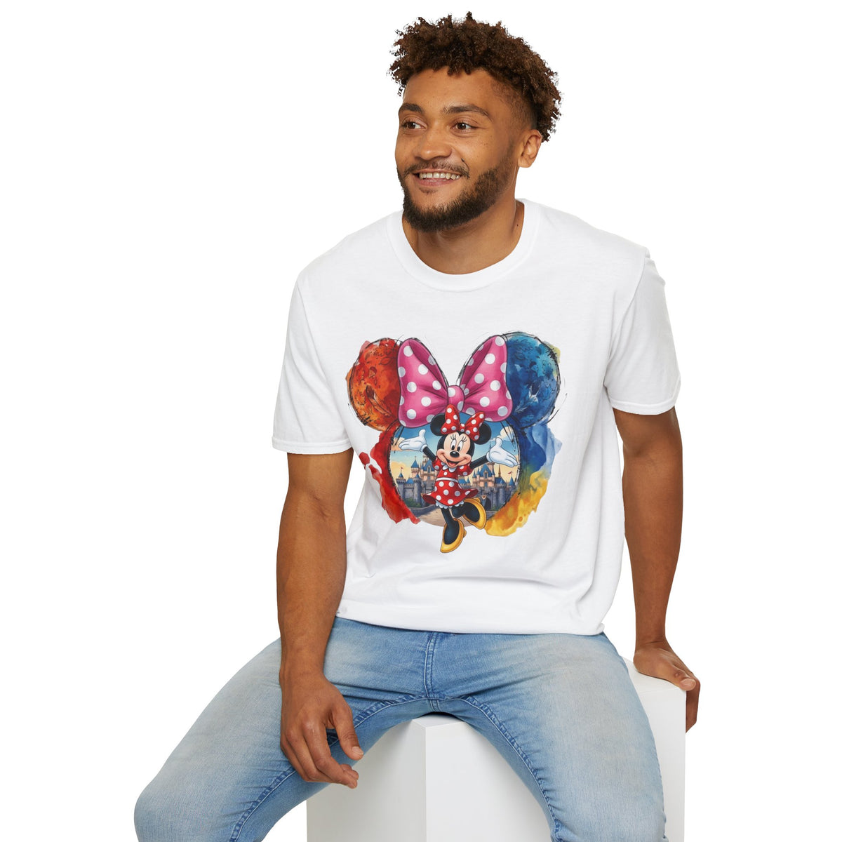 Sensational Six - Minnie's Pink Polka Dot Castle Vignette Unisex Graphic Tee