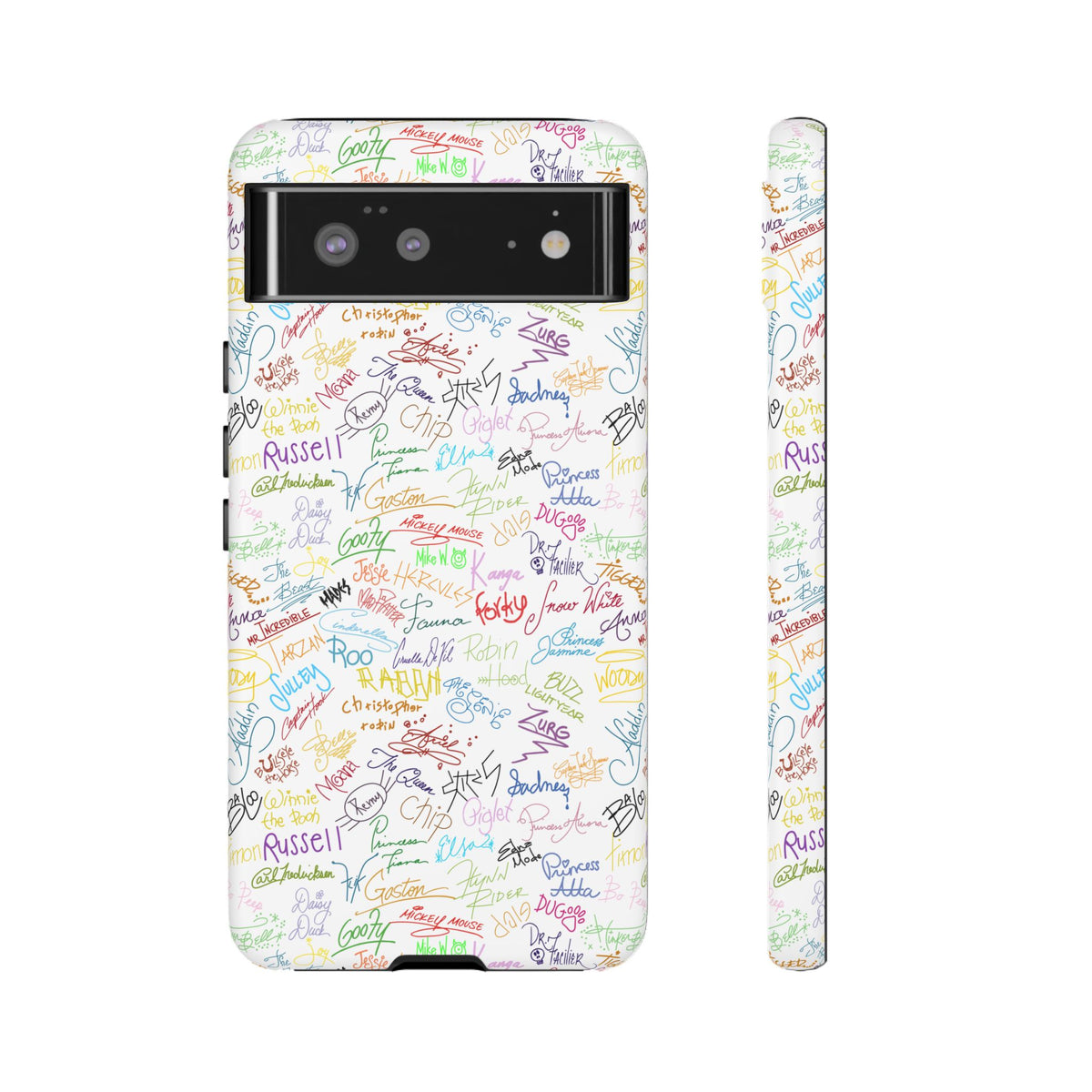 Character Autographs on White Resort Ready Cell Phone Tech Case