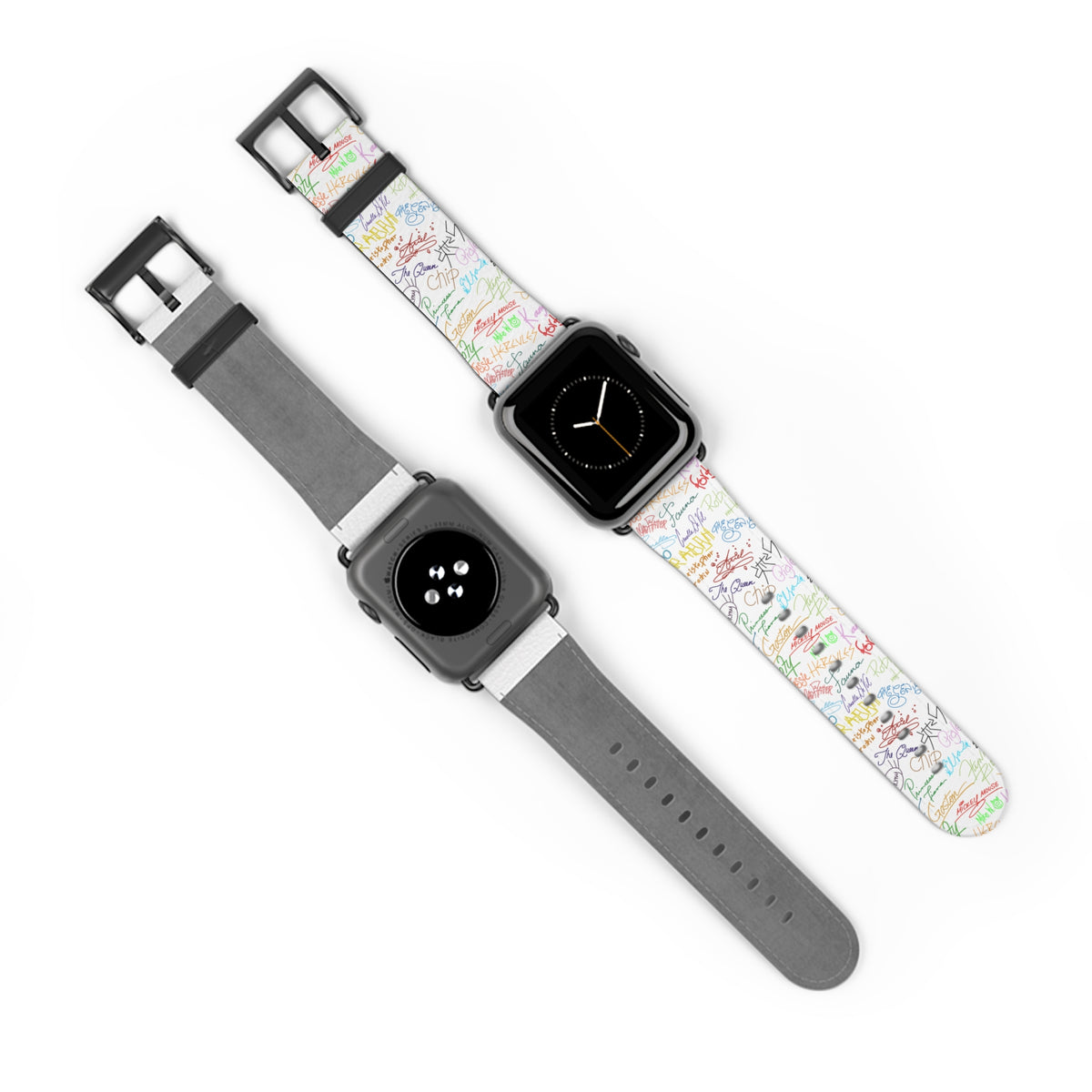 Character Autographs on White Whimsical Watch Band - Apple