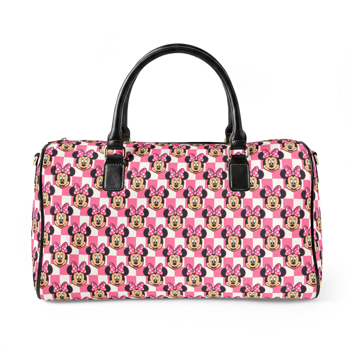 Pink Checkerboard Minnie PU Leather Travel Bag