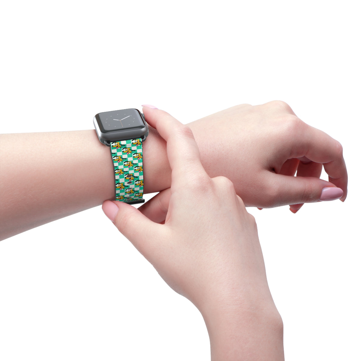 Teal Checkerboard Pluto Whimsical Watch Band - Apple