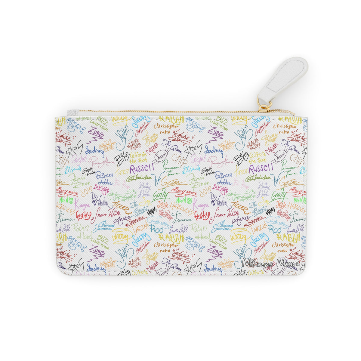 Character Autographs on White Mini Clutch
