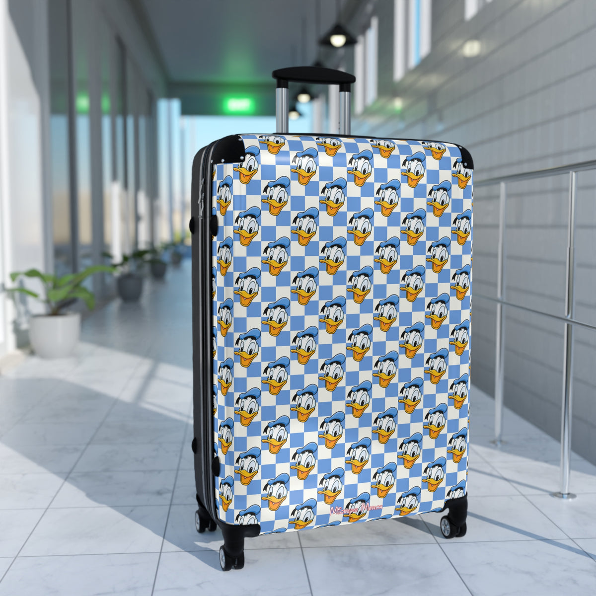 Blue Checkerboard Donald Polycarbonate Suitcase