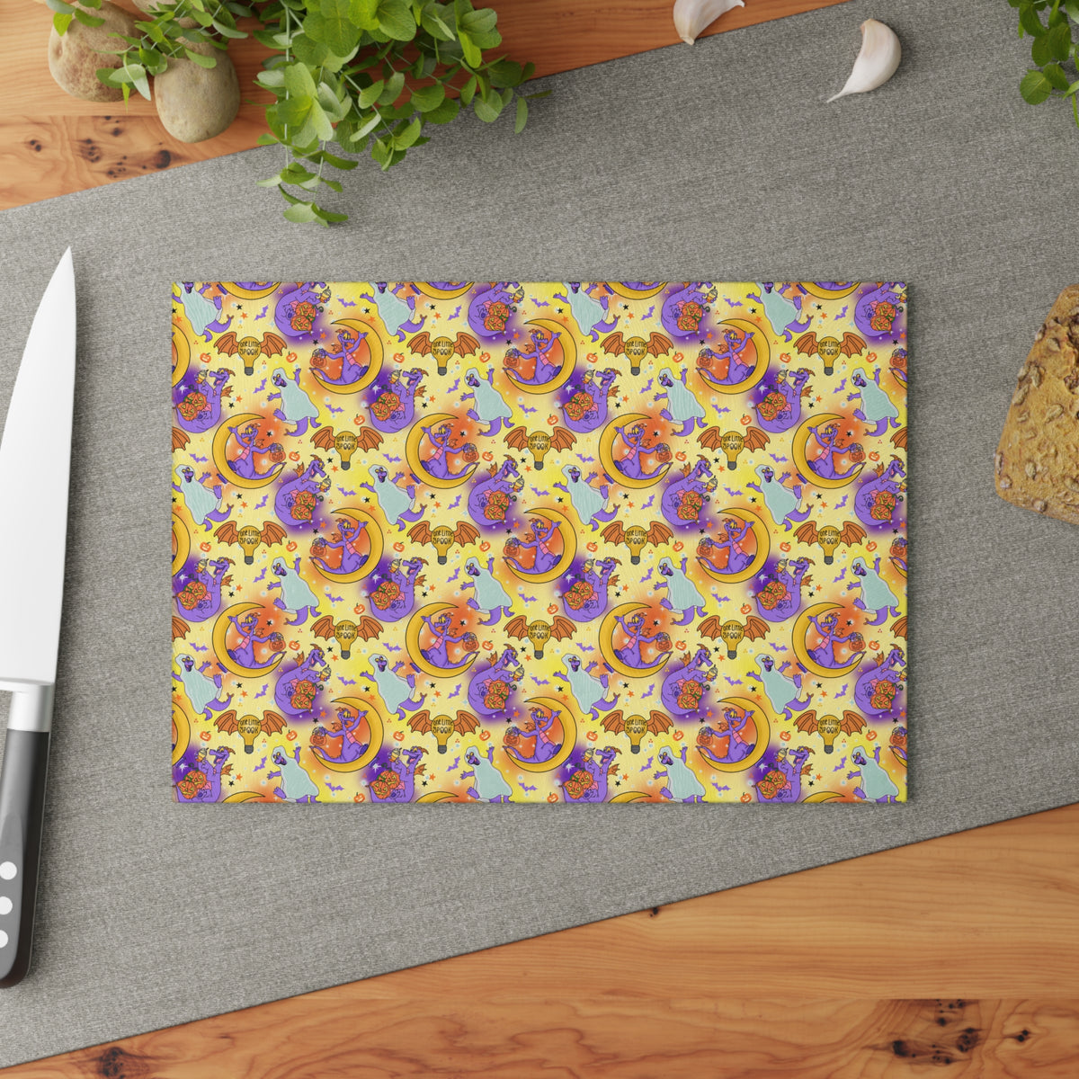 Figment on the Moon Yellow Glass Cutting Board