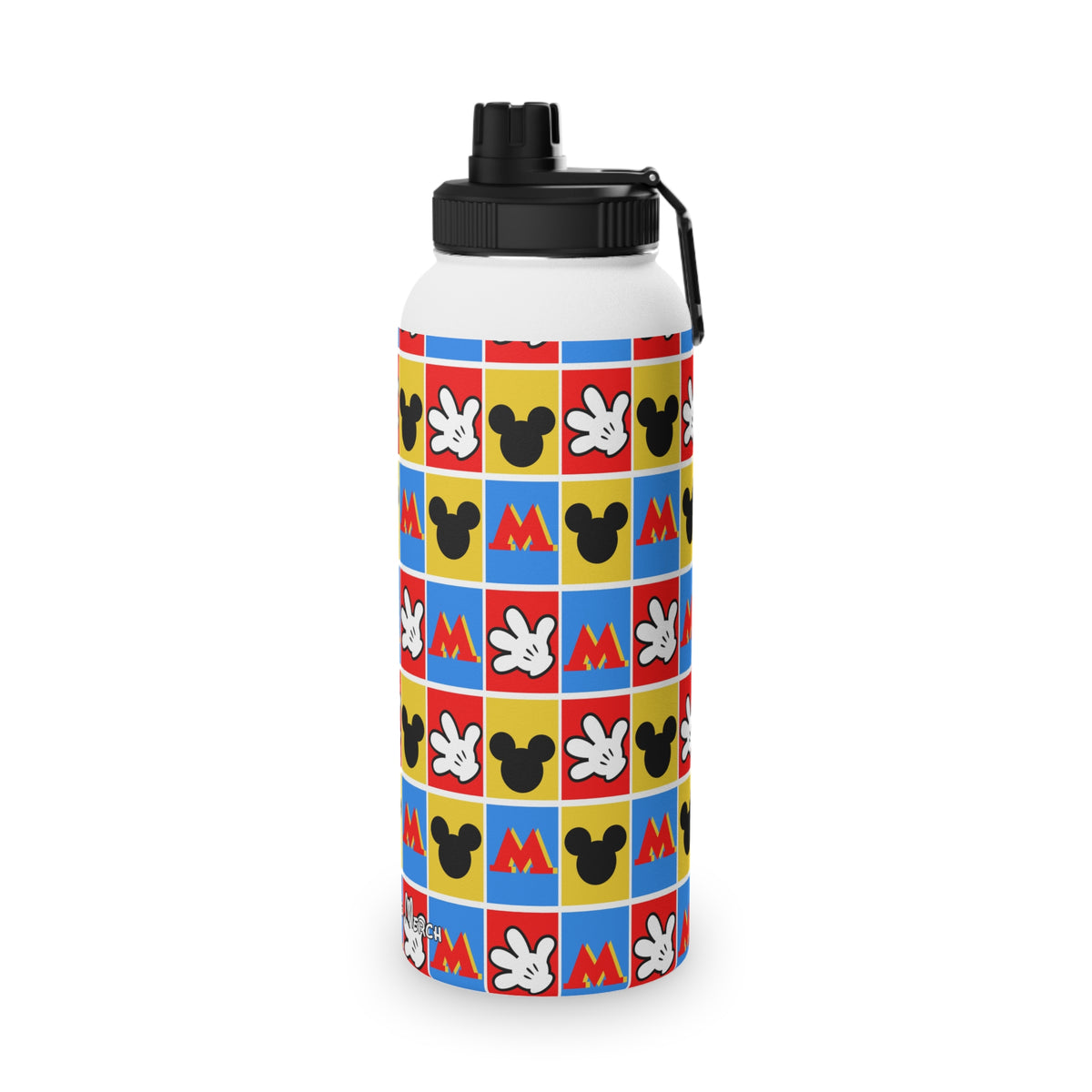 Checkerboard Mickey Hands Stainless Steel Water Bottle