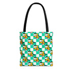 Teal Checkerboard Pluto Tote Bag