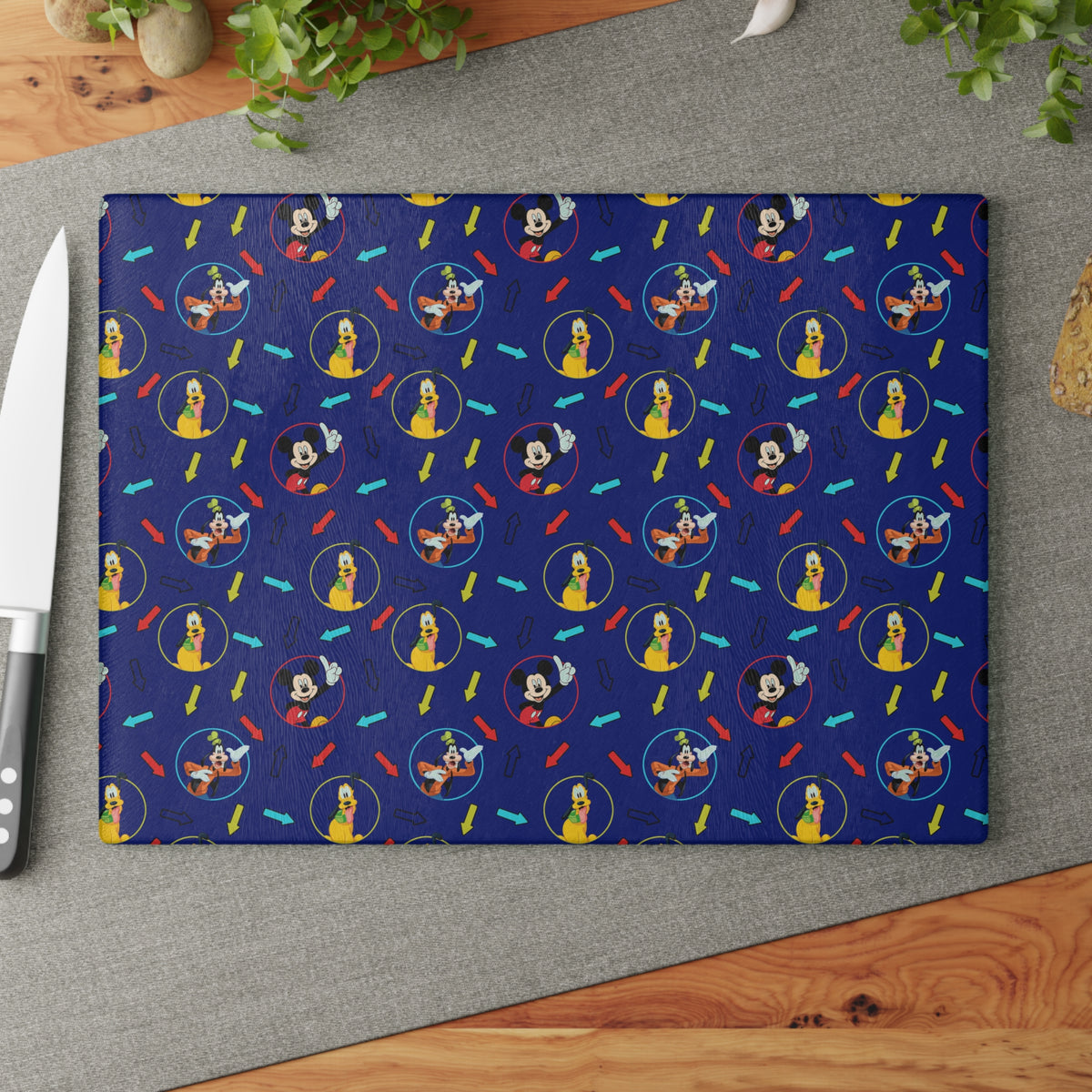 Character Arrows Glass Cutting Board