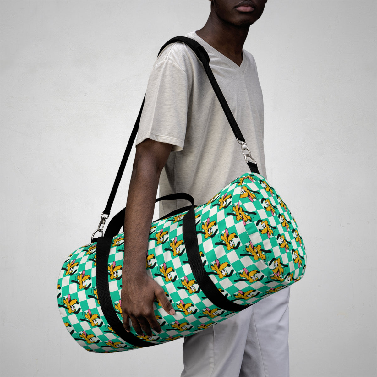 Teal Checkerboard Pluto Travel Duffel Bag