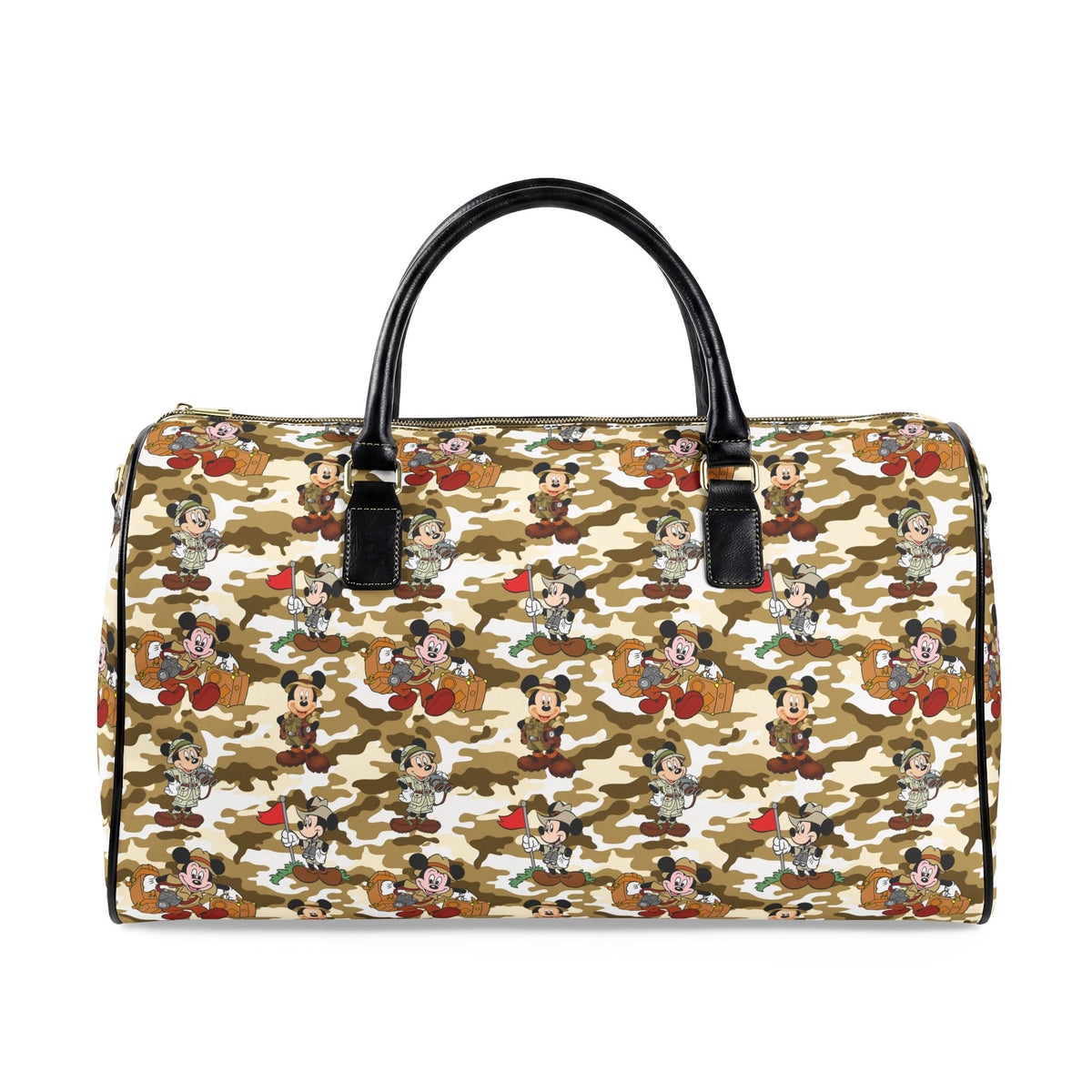 Jungle Camo Mickey PU Leather Travel Bag