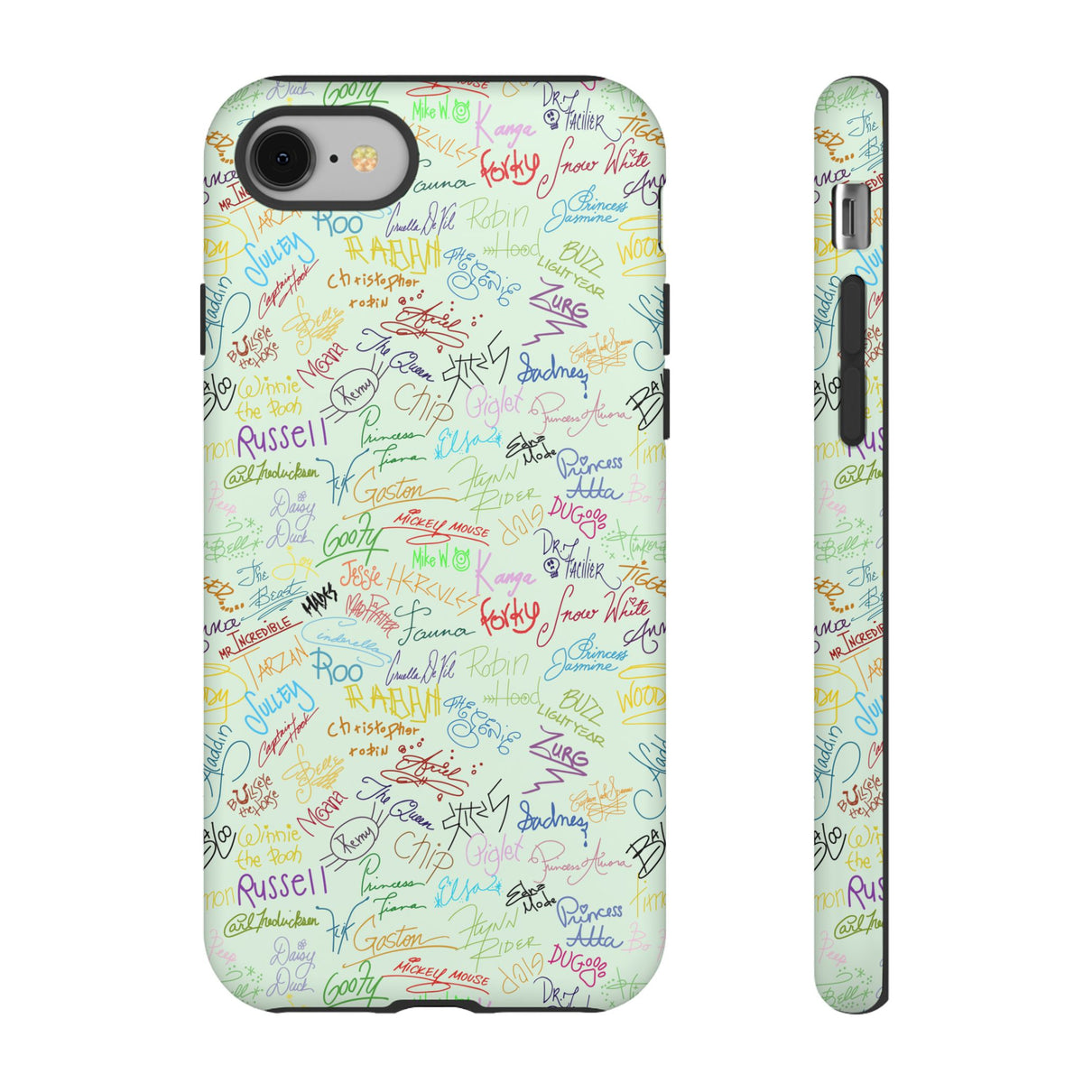 Character Autographs on Green Resort Ready Cell Phone Tech Case