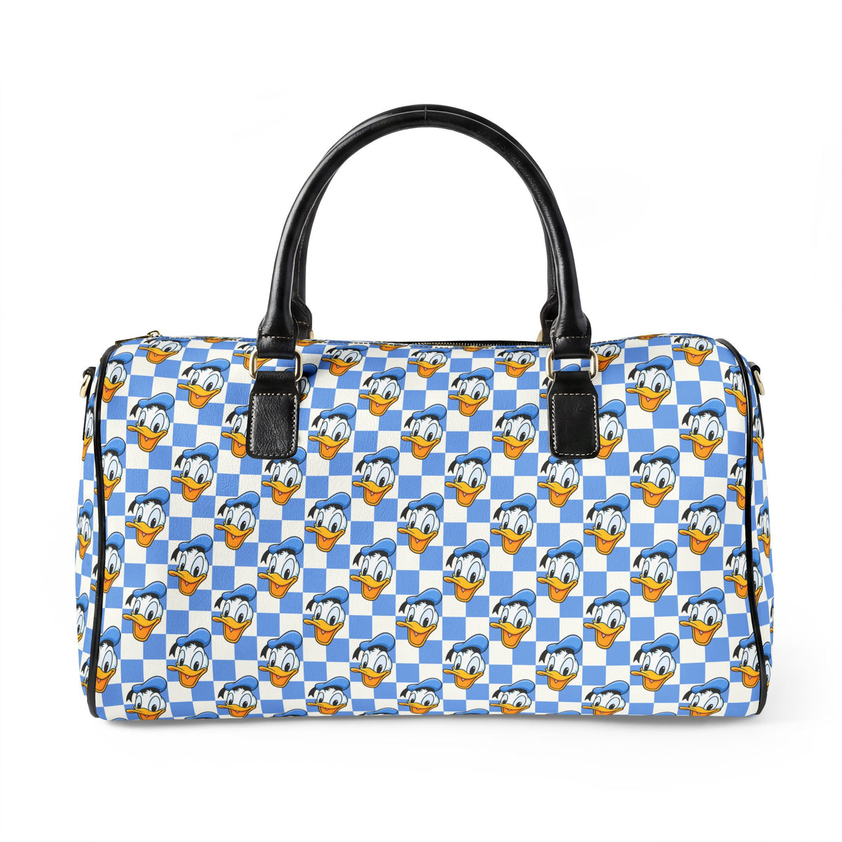 Blue Checkerboard Donald PU Leather Travel Bag