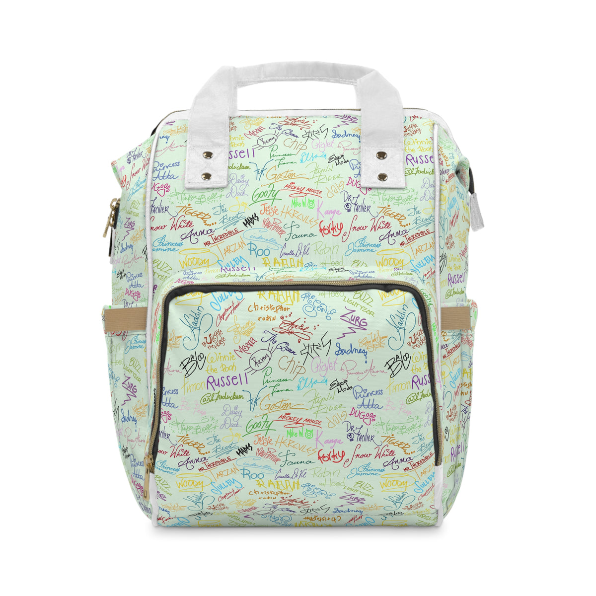Character Autographs on Green Magic Maker Diaper Daypack