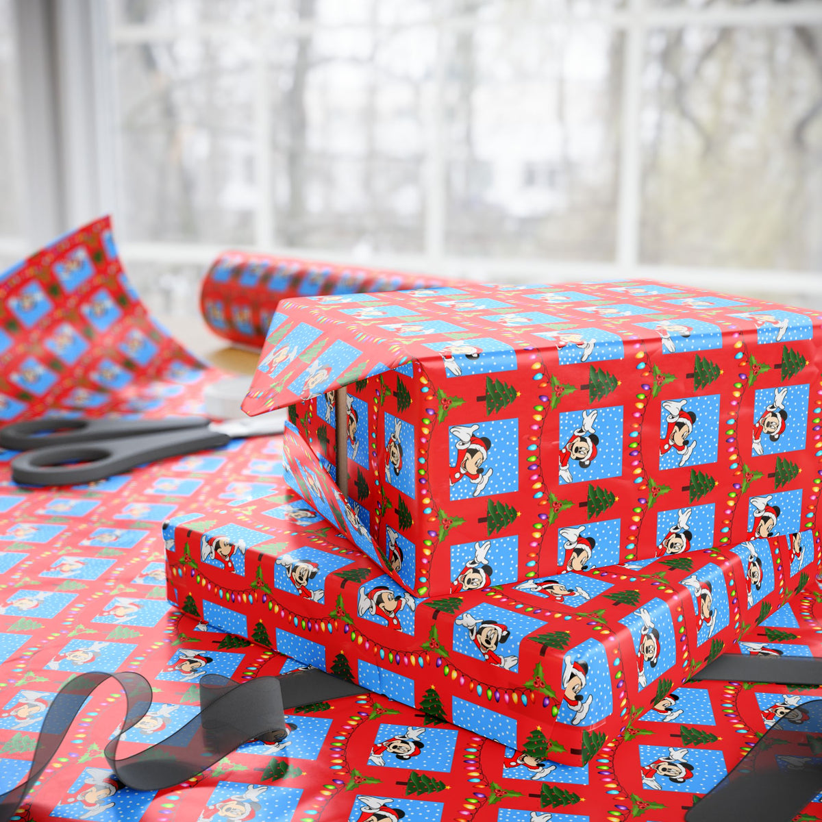 Christmas Snowy Park Holiday Wrapping Paper Roll