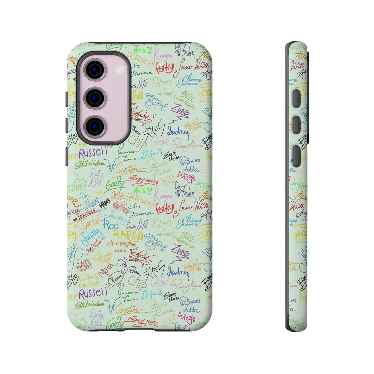 Character Autographs on Green Resort Ready Cell Phone Tech Case
