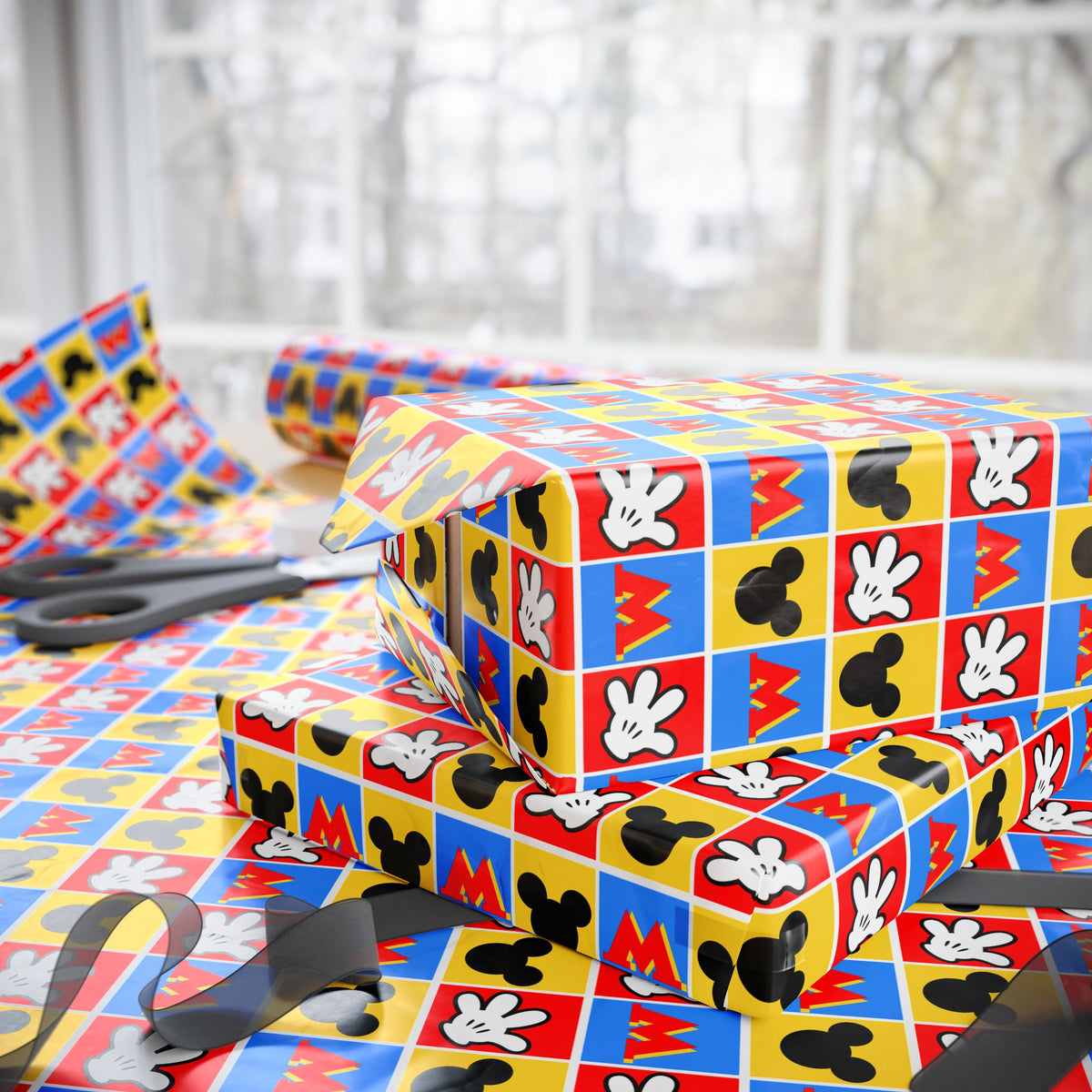 Checkerboard Mickey Hands Wrapping Paper Roll