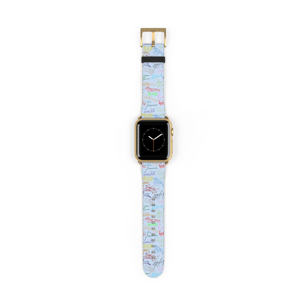 Character Autographs on Blue Whimsical Watch Band - Apple