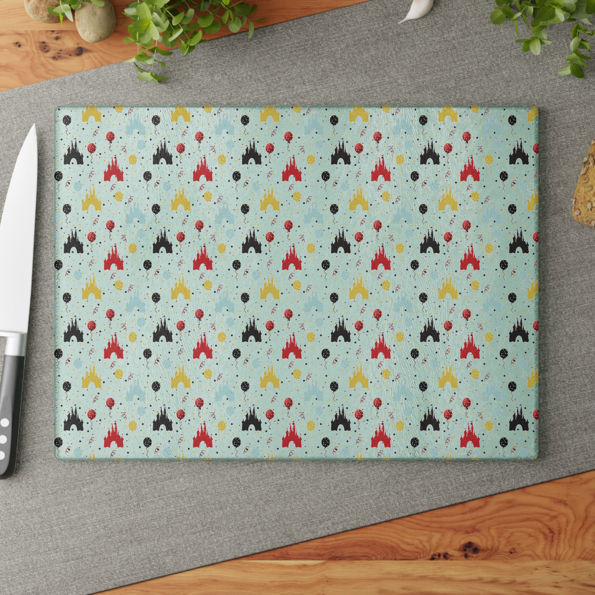Castle Celebration Glass Cutting Board