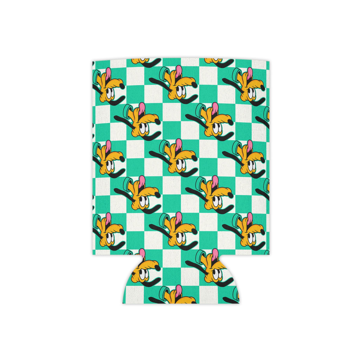 Teal Checkerboard Pluto Can Cooler Drink Koozie