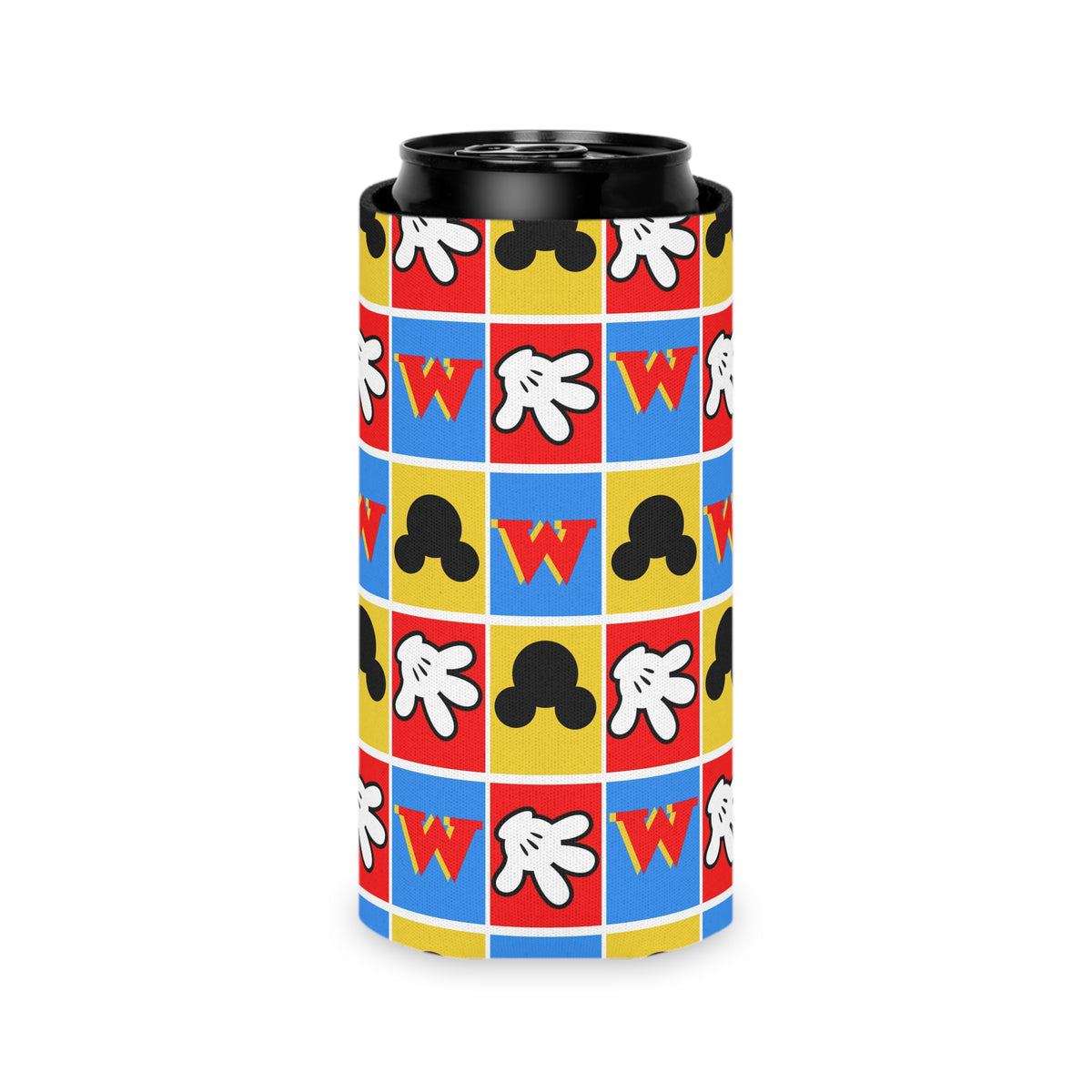 Checkerboard Mickey Hands Can Cooler Drink Koozie