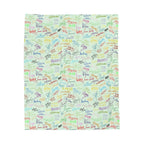Character Autographs on Green Velveteen Plush Blanket