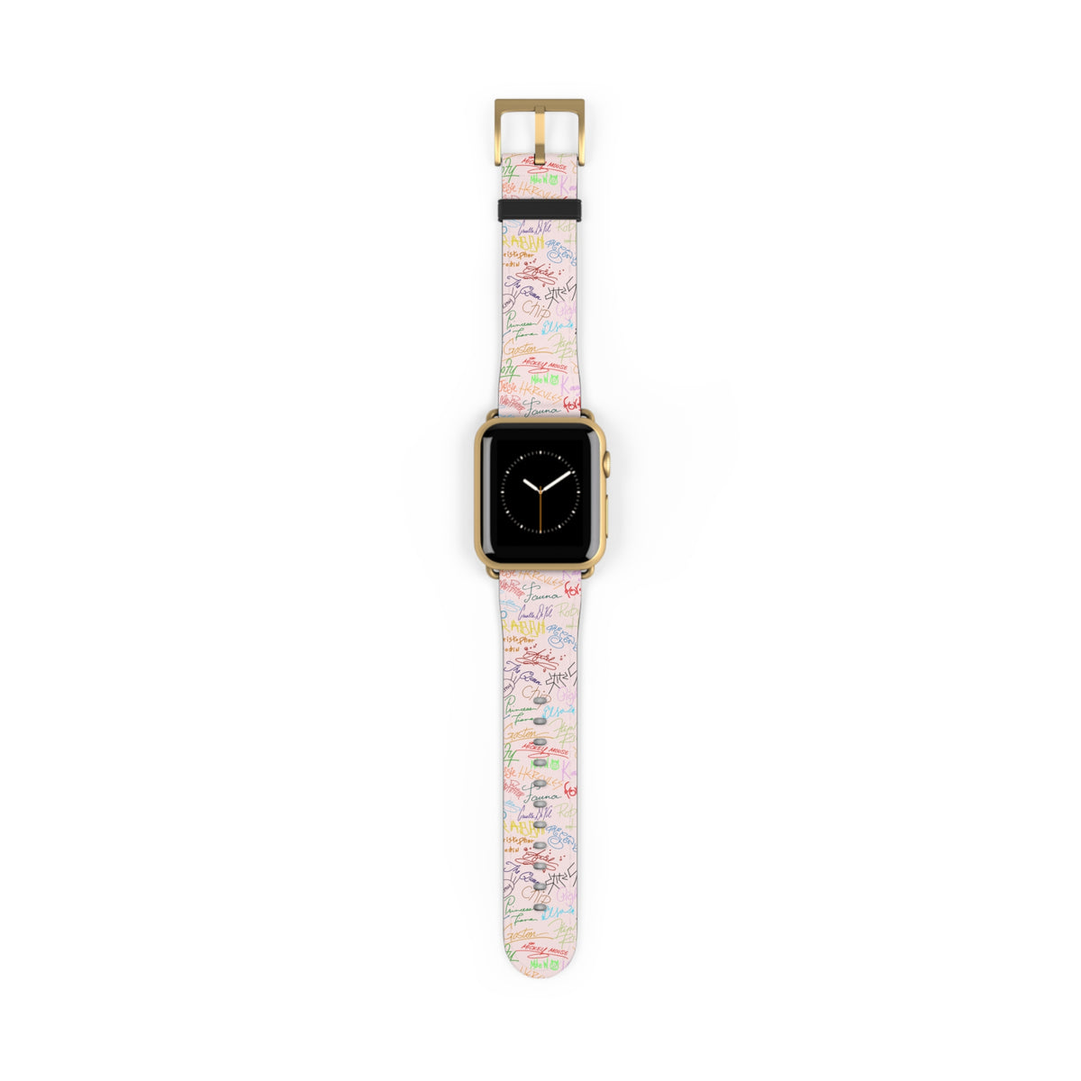 Character Autographs on Pink Whimsical Watch Band - Apple
