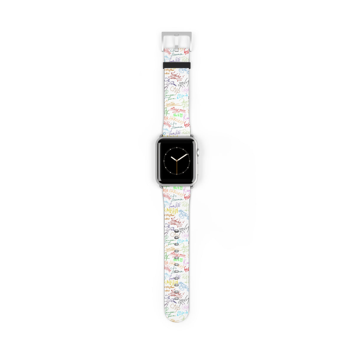 Character Autographs on White Whimsical Watch Band - Apple
