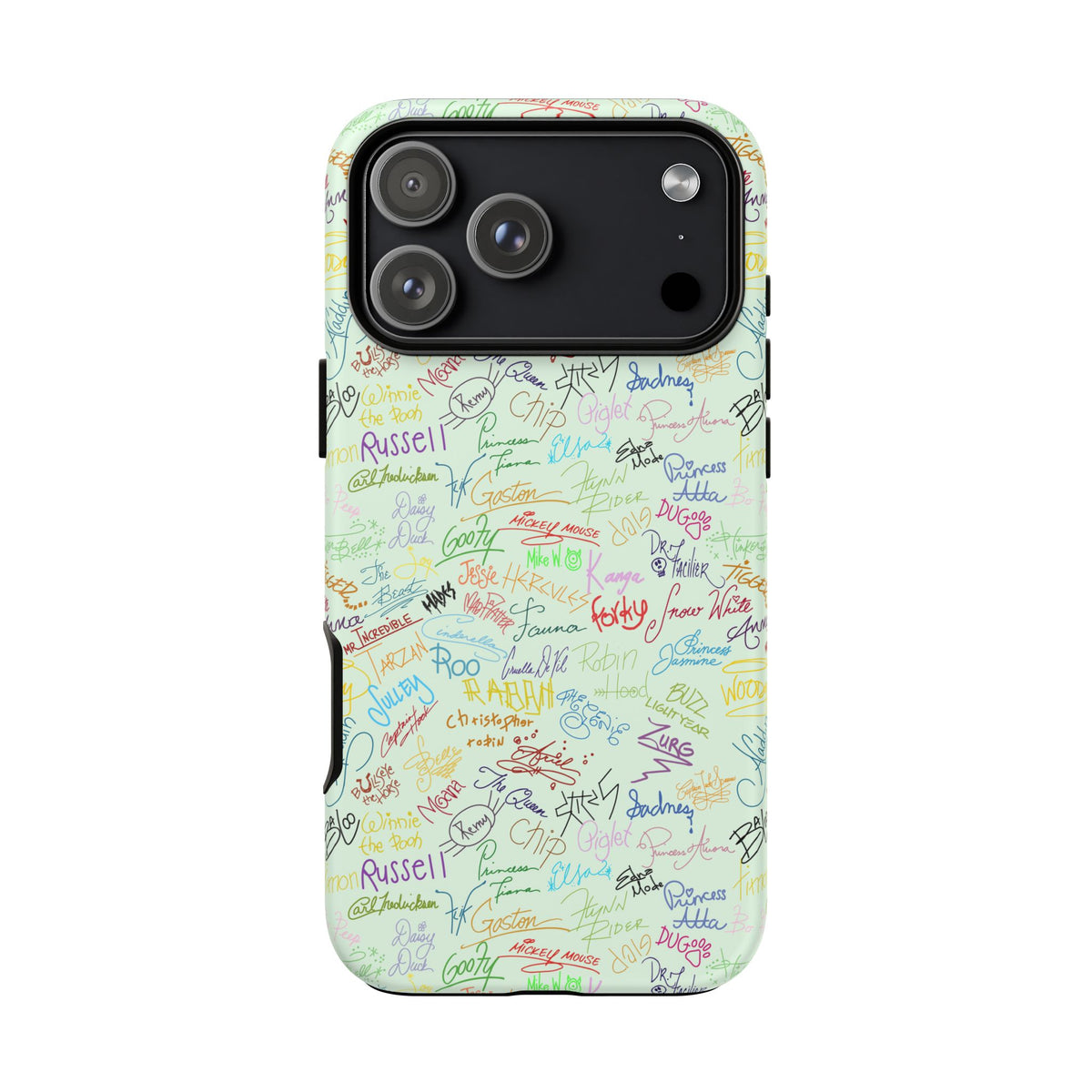 Character Autographs on Green Resort Ready Cell Phone Tech Case
