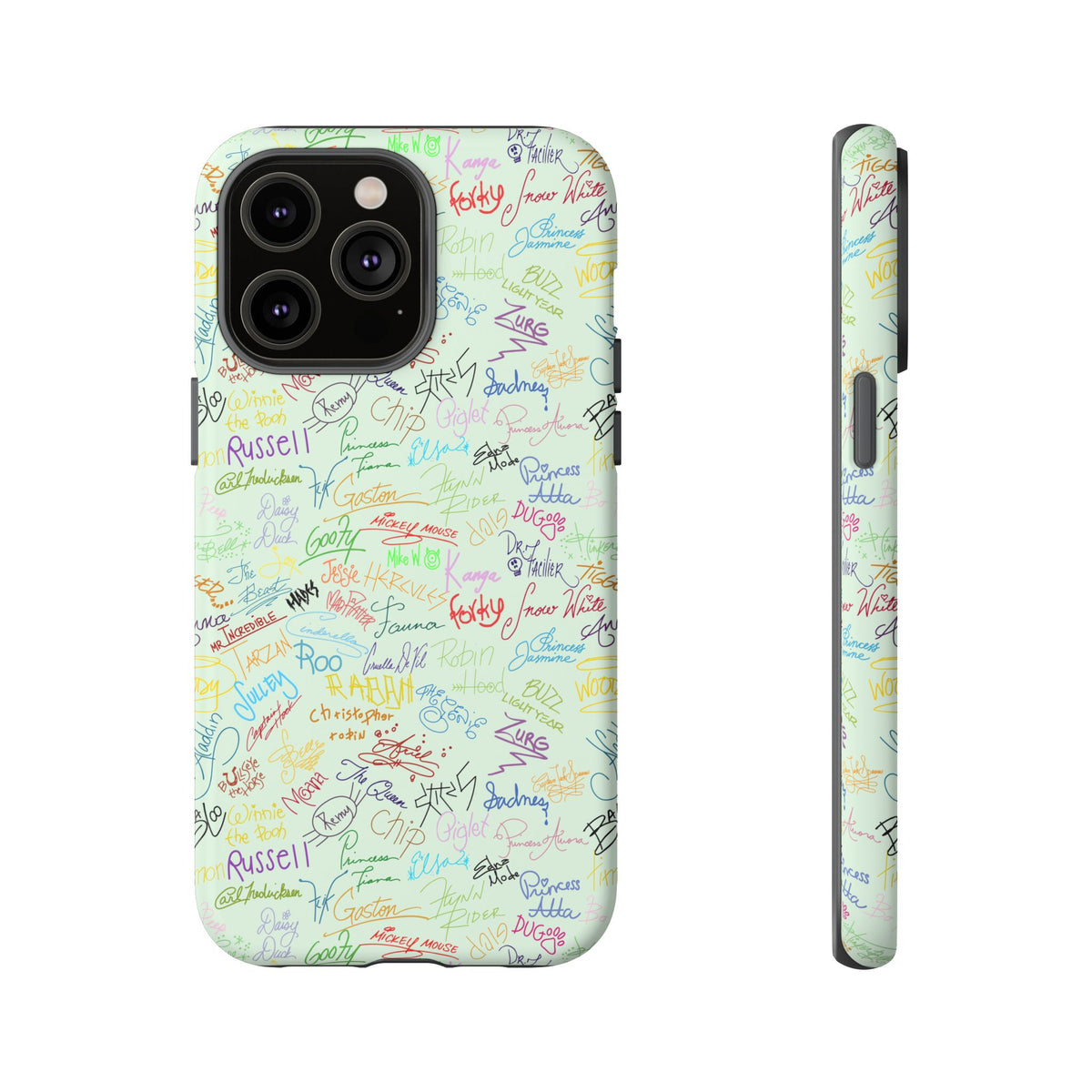Character Autographs on Green Resort Ready Cell Phone Tech Case