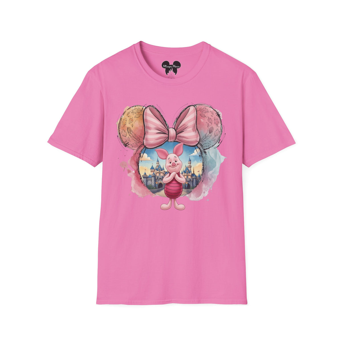 Winnie the Pooh - Piglet's Pink Striped Vignette Unisex Graphic Tee
