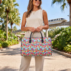 Colorblock Mickey PU Leather Travel Bag