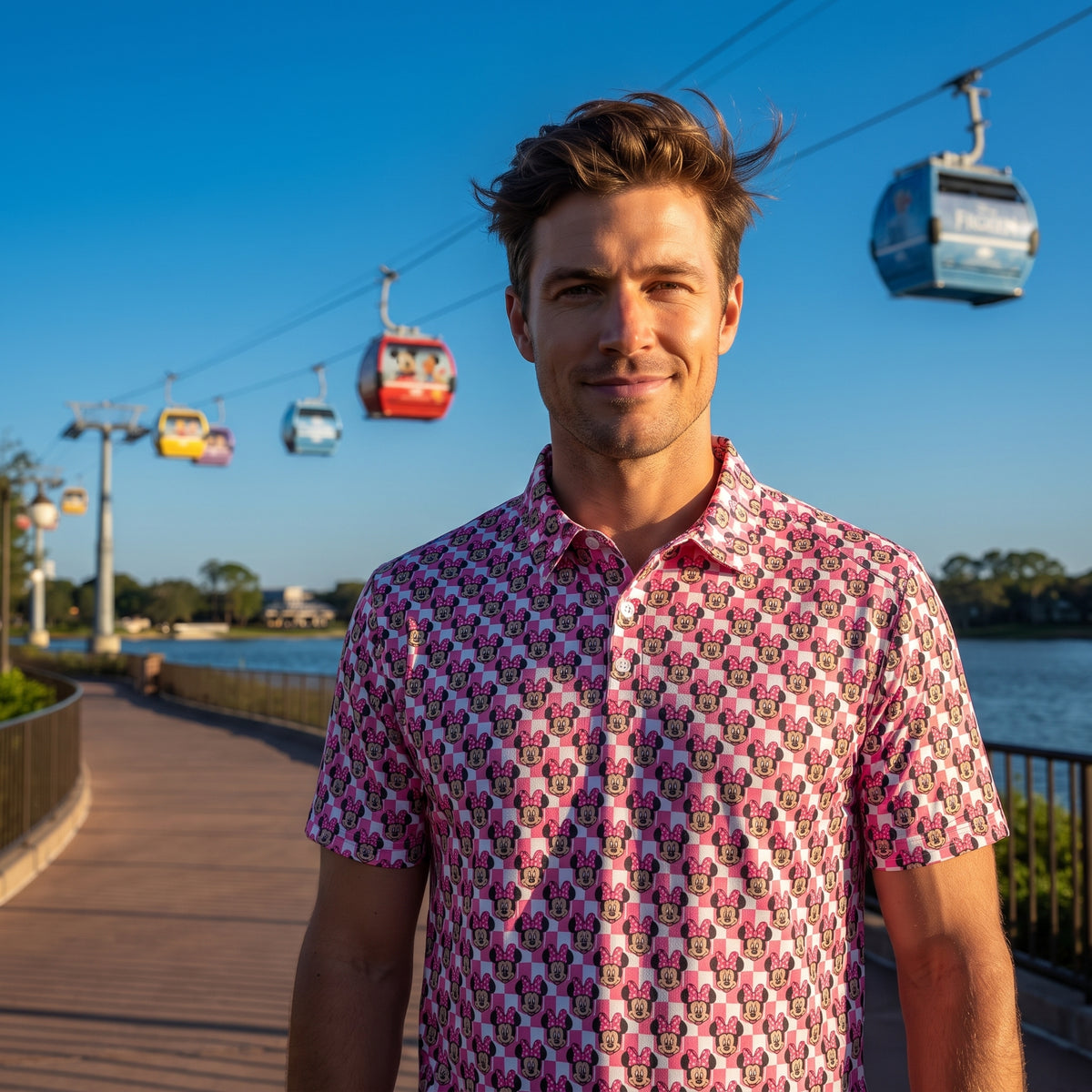 Pink Checkerboard Minnie Performance Polo Shirt