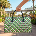 Green Checkerboard Goofy PU Leather Travel Bag