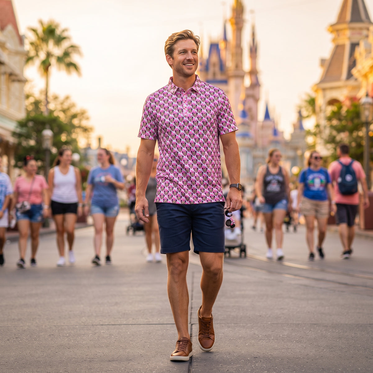 Pink Checkerboard Minnie Performance Polo Shirt
