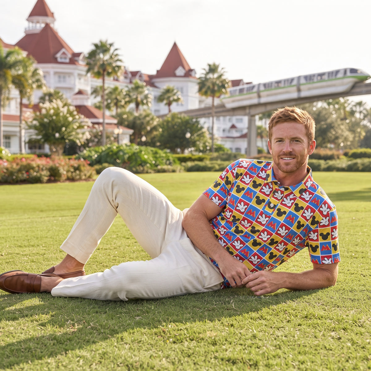 Checkerboard Mickey Hands Performance Polo Shirt