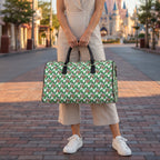 Green Checkerboard Goofy PU Leather Travel Bag