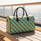 Teal Checkerboard Pluto PU Leather Travel Bag