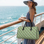 Green Checkerboard Goofy PU Leather Travel Bag
