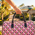 Pink Checkerboard Minnie PU Leather Travel Bag